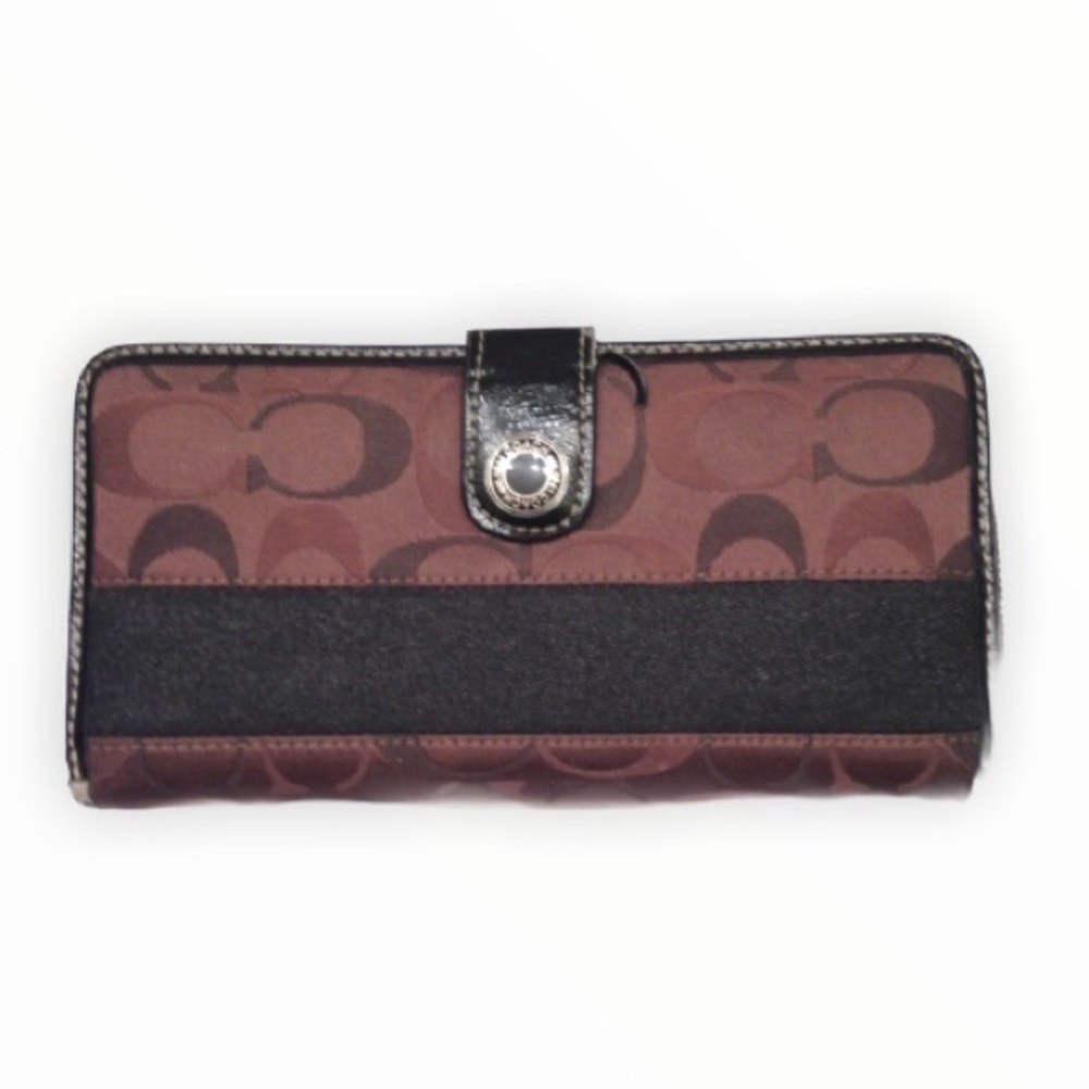 Coach vintage y2k brown black signature c wallet zipper wallet